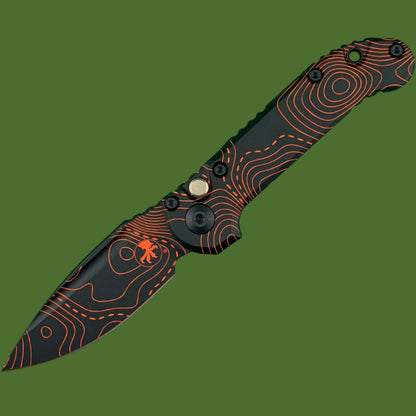 Microtech LUDT S/E Gen III Signature Series Smooth Handle Topographic Black/Orange Camo Standard
