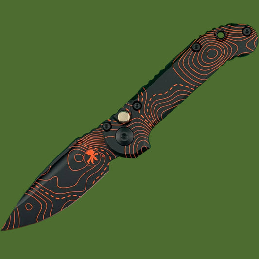 Microtech LUDT S/E Gen III Signature Series Smooth Handle Topographic Black/Orange Camo Standard
