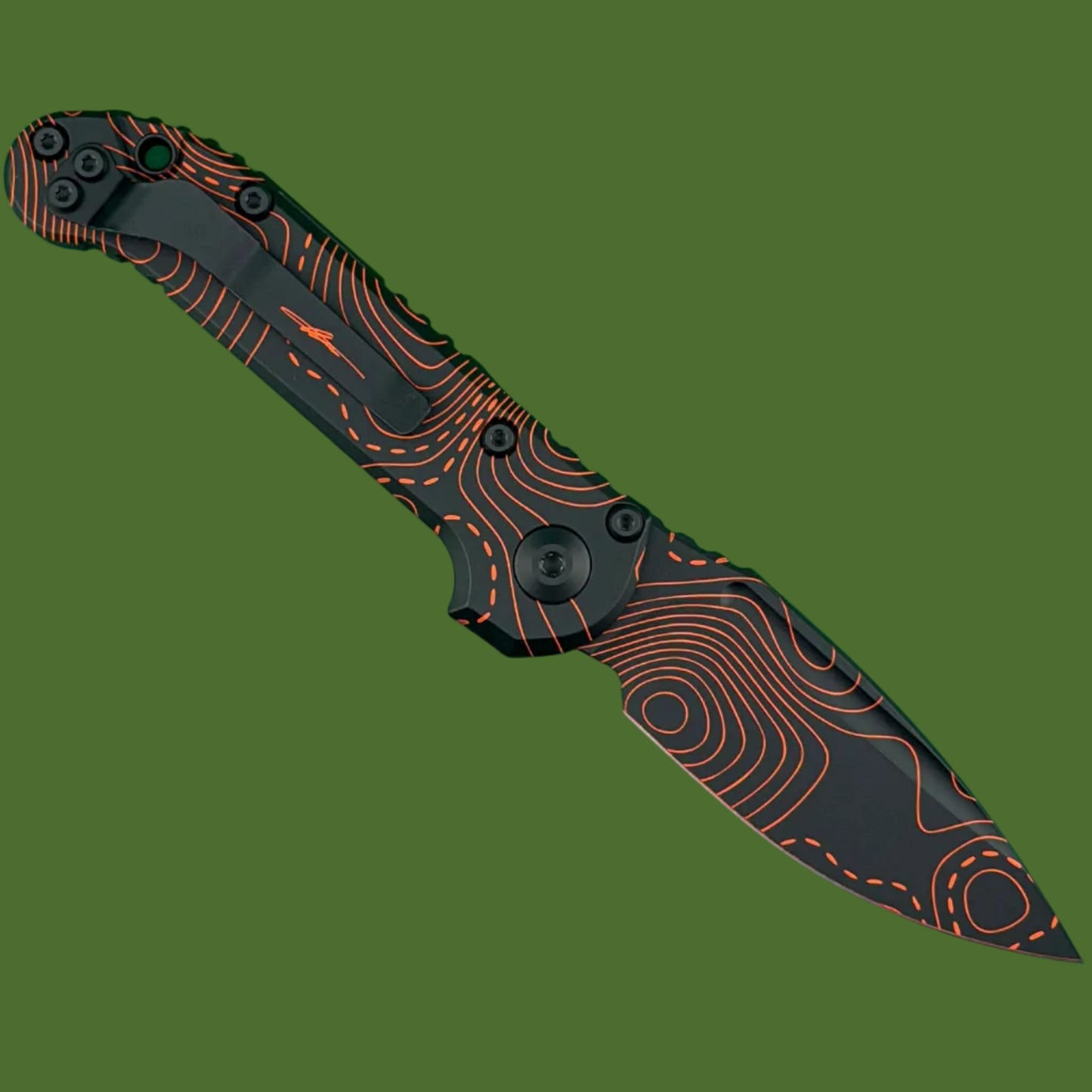 Microtech LUDT S/E Gen III Signature Series Smooth Handle Topographic Black/Orange Camo Standard