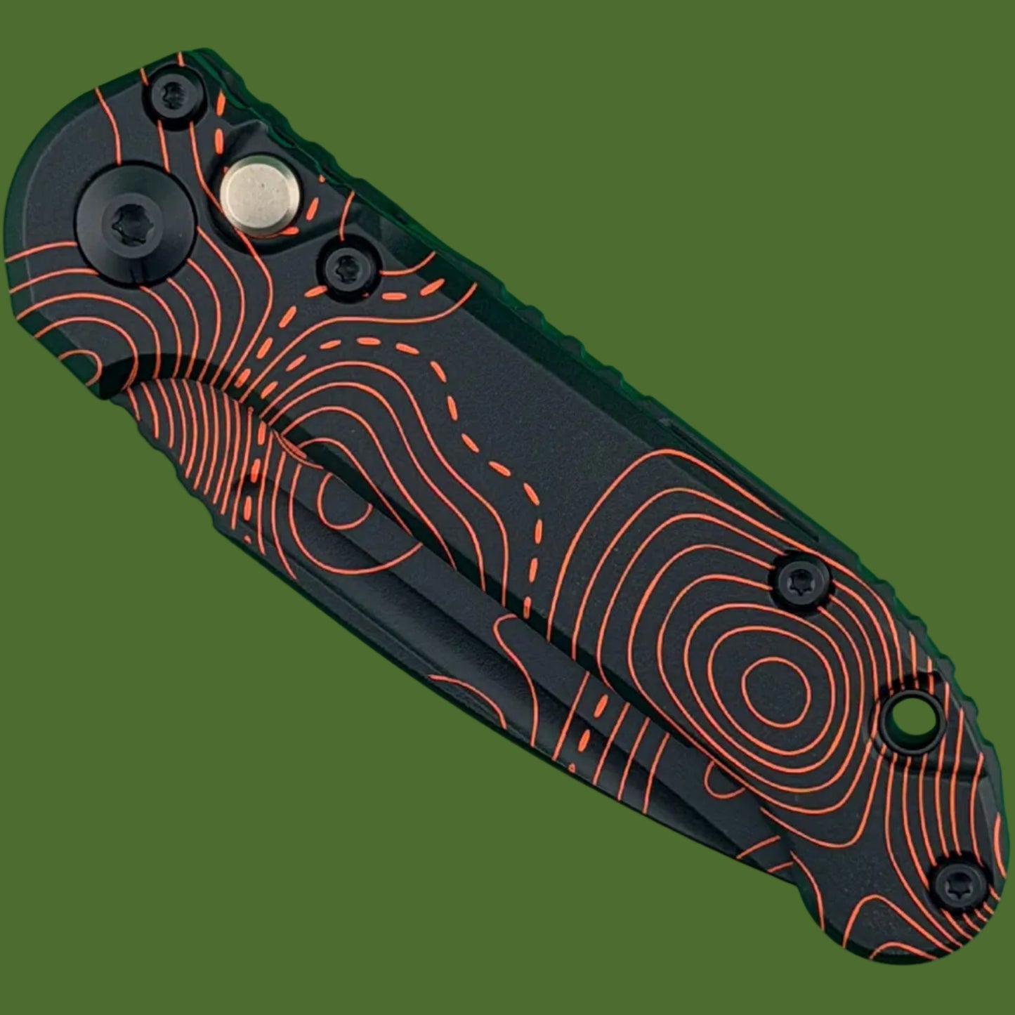 Microtech LUDT S/E Gen III Signature Series Smooth Handle Topographic Black/Orange Camo Standard