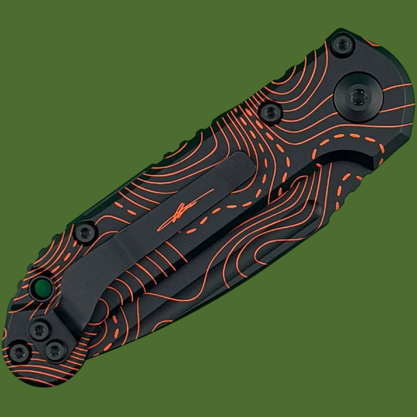 Microtech LUDT S/E Gen III Signature Series Smooth Handle Topographic Black/Orange Camo Standard