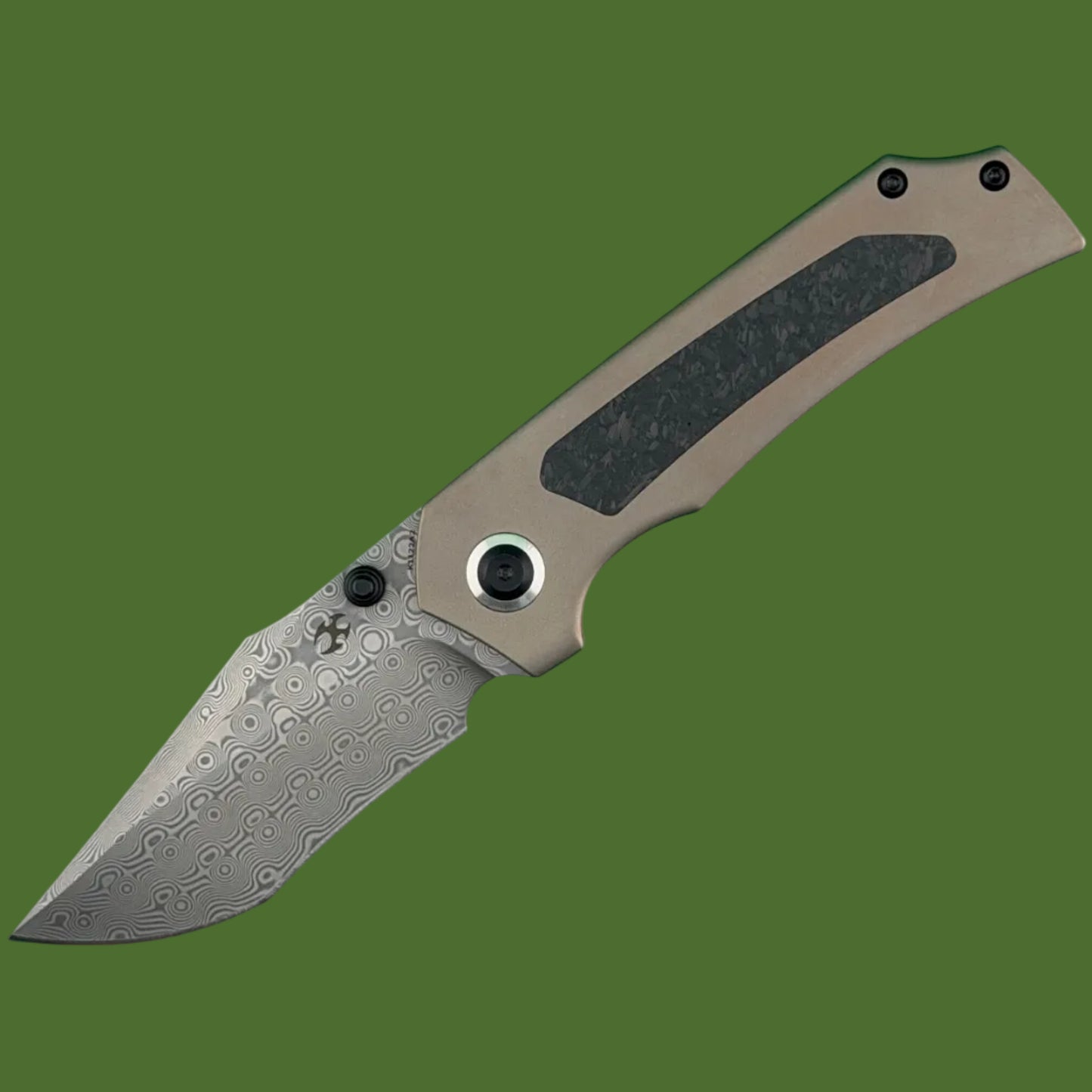 *Pre-Owned* Kansept Fermi Damascus Bronze Titanium and Carbon Fiber Liner Lock