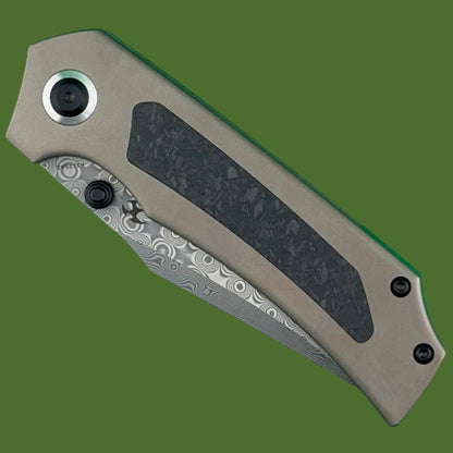 *Pre-Owned* Kansept Fermi Damascus Bronze Titanium and Carbon Fiber Liner Lock