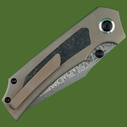 *Pre-Owned* Kansept Fermi Damascus Bronze Titanium and Carbon Fiber Liner Lock
