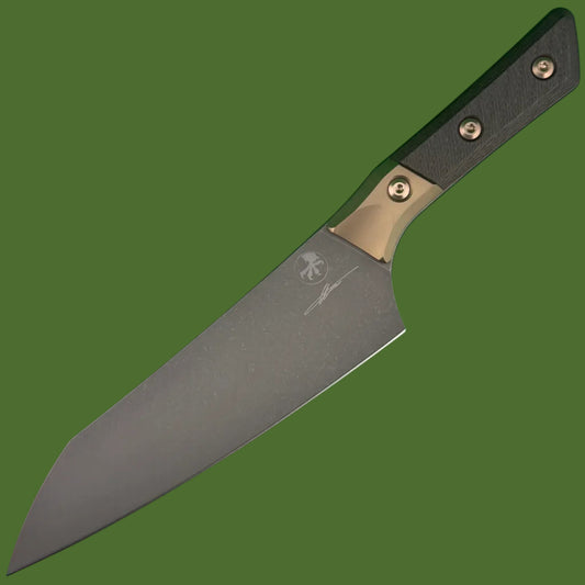 Microtech Chef Knife 8” Signature Series Carbon Fiber Bronzed Bolster DLC Standard 3000B-1DLCCFS