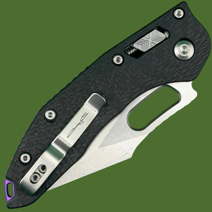 Microtech Stitch Ram-Lok Marfione Select Slab Side Carbon Fiber w/ Purple Titanium Accent Stonewash