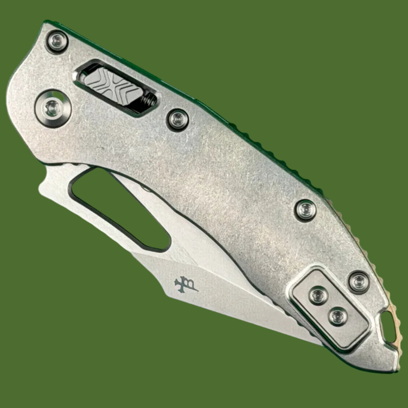 Microtech Mini Stitch Ram-Lok Marfione Select Stonewash Finish Slab Side Titanium w/ Bronze Titanium Accent