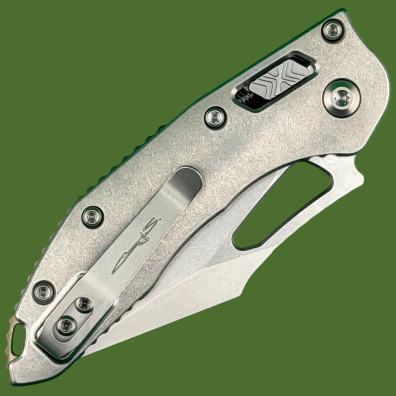 Microtech Mini Stitch Ram-Lok Marfione Select Stonewash Finish Slab Side Titanium w/ Bronze Titanium Accent