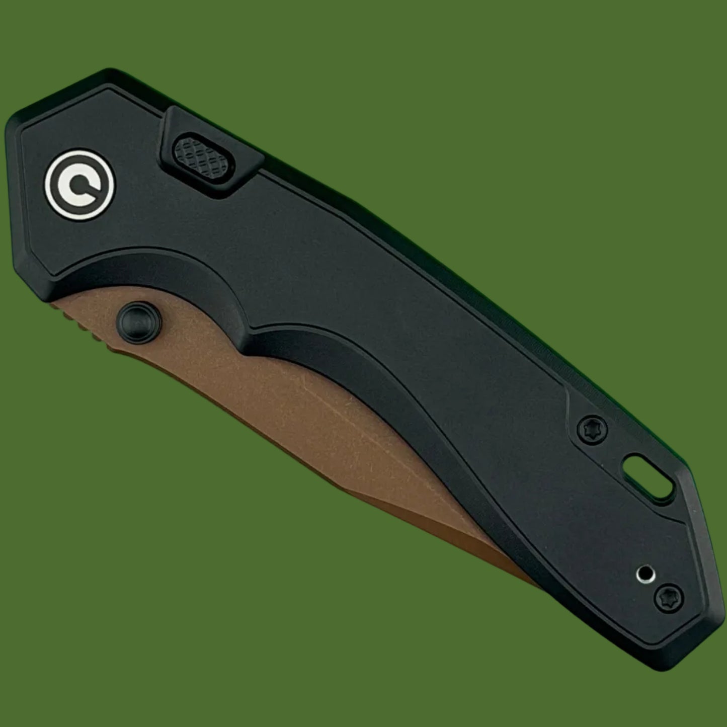 Civivi Elite Brova Black Aluminum Handle Dark Brown Stonewashed Blade Top Linerlock