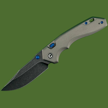 Civivi Elite Brova Grey Aluminum Handle Black Stonewashed Blade Top Linerlock
