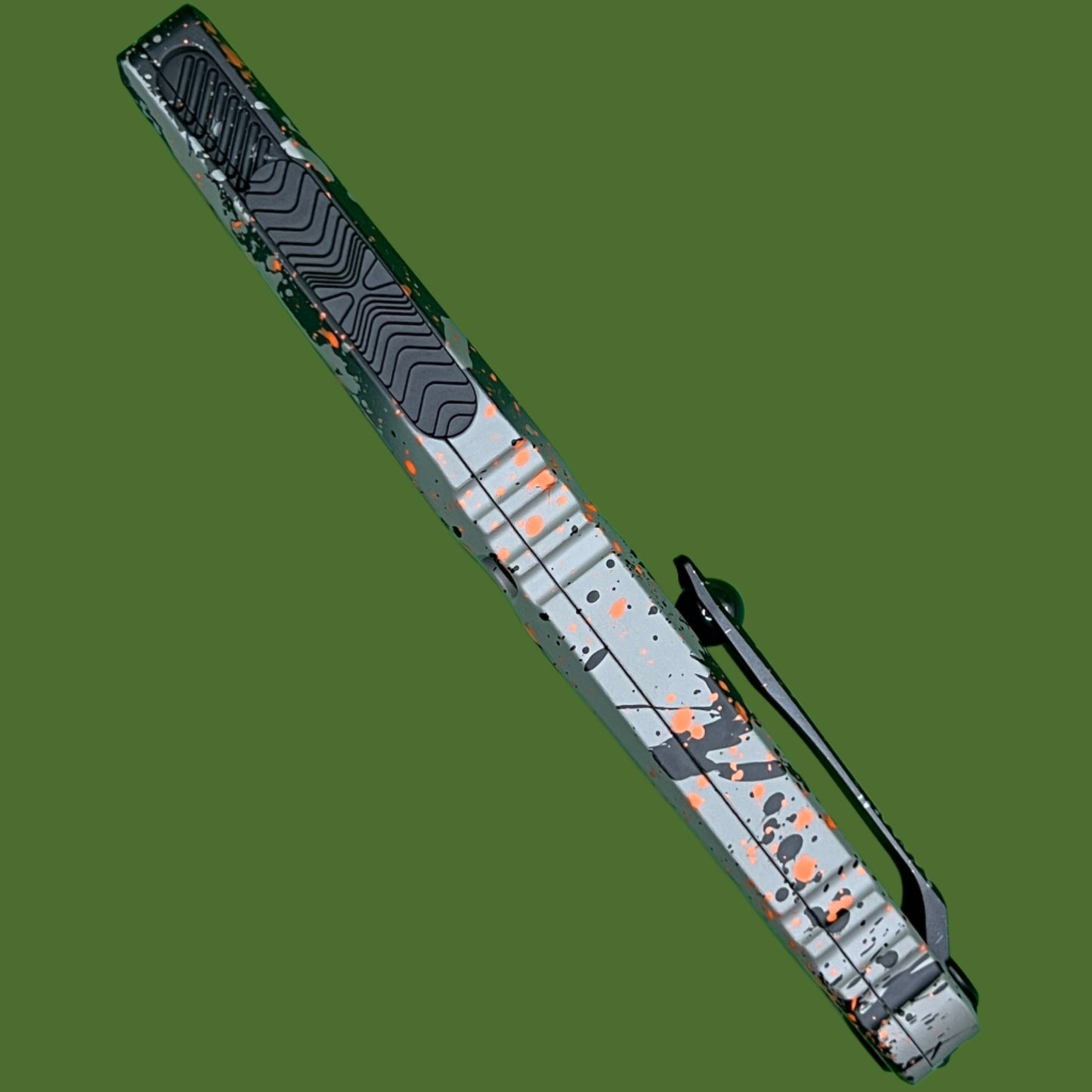 Microtech Combat Troodon D/E Gen III Signature Series Bull Shark Gray/Black/Orange Splatter Standard