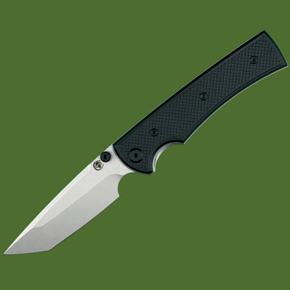 Chaves Blue Label Liberation 229 Liner Lock Black Knurled Aluminum Handle Black Hardware (Stonewash Tanto)