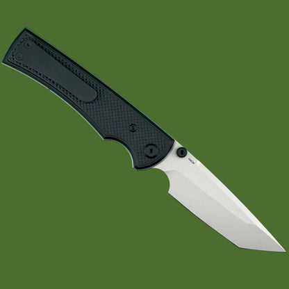 Chaves Blue Label Liberation 229 Liner Lock Black Knurled Aluminum Handle Black Hardware (Stonewash Tanto)