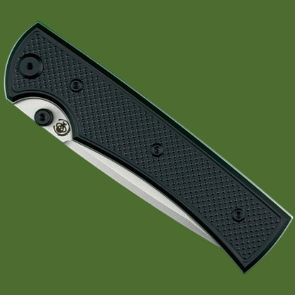 Chaves Blue Label Liberation 229 Liner Lock Black Knurled Aluminum Handle Black Hardware (Stonewash Tanto)