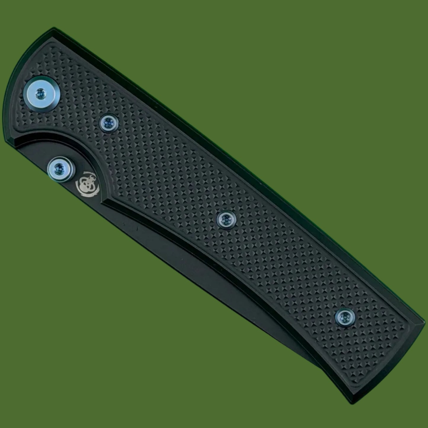 Chaves Blue Label Liberation 229 Liner Lock Black Knurled Aluminum Handles Blue Hardware (Black Drop Point)