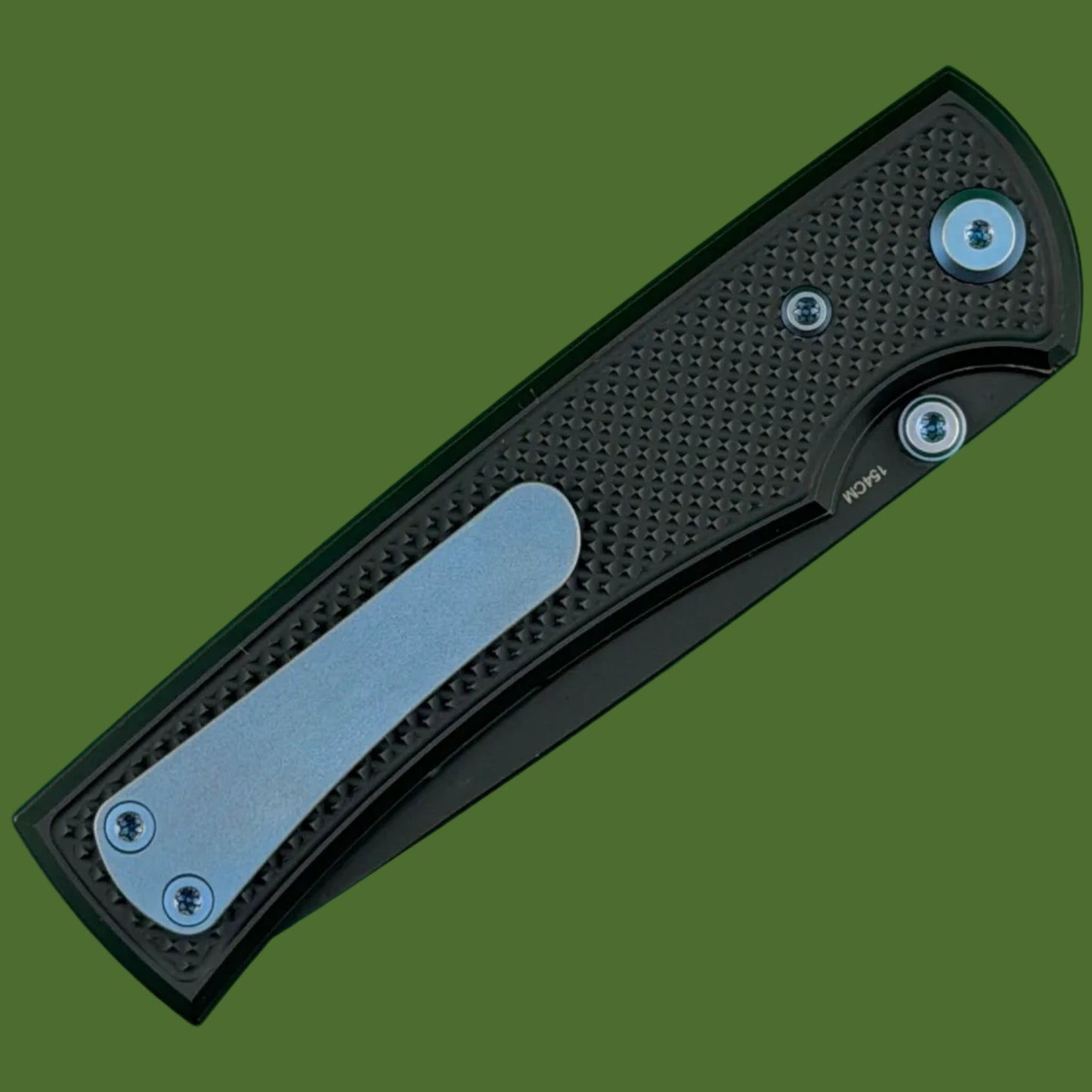 Chaves Blue Label Liberation 229 Liner Lock Black Knurled Aluminum Handles Blue Hardware (Black Drop Point)