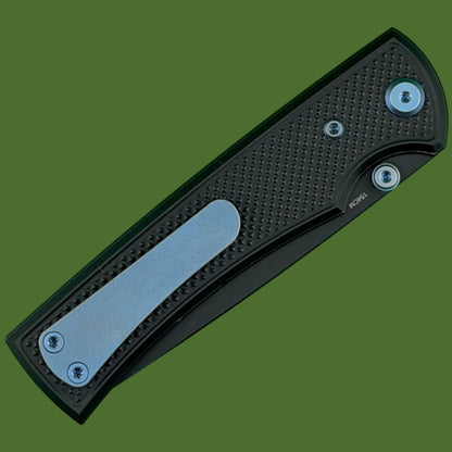 Chaves Blue Label Liberation 229 Liner Lock Black Knurled Aluminum Handles Blue Hardware (Black Drop Point)