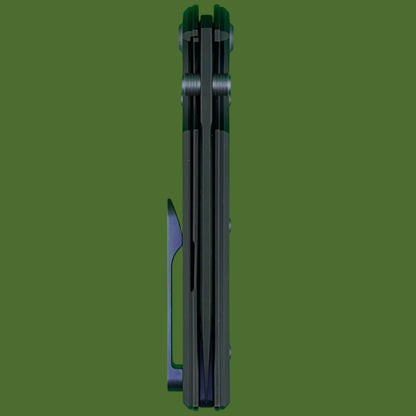 Chaves Blue Label Liberation 229 Liner Lock Black Knurled Aluminum Handles Purple Hardware (Black Tanto)