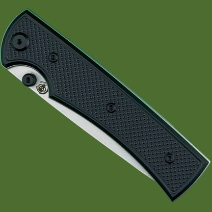 Chaves Blue Label Liberation 229 Liner Lock Black Knurled Aluminum Handles Black Hardware (Stonewash Drop Point)