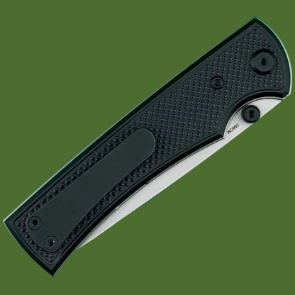 Chaves Blue Label Liberation 229 Liner Lock Black Knurled Aluminum Handles Black Hardware (Stonewash Drop Point)