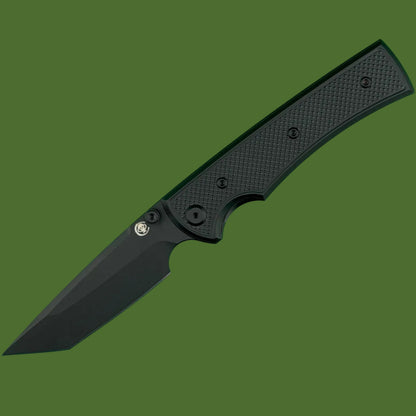 Chaves Blue Label Liberation 229 Liner Lock Black Knurled Aluminum Handles Black Hardware (Black Tanto)