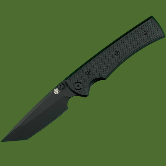 Chaves Blue Label Liberation 229 Liner Lock Black Knurled Aluminum Handles Black Hardware (Black Tanto)