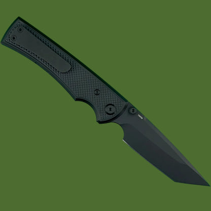 Chaves Blue Label Liberation 229 Liner Lock Black Knurled Aluminum Handles Black Hardware (Black Tanto)