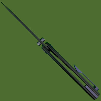 Chaves Blue Label Liberation 229 Liner Lock Black Knurled Aluminum Handles Purple Hardware (Black Drop Point)