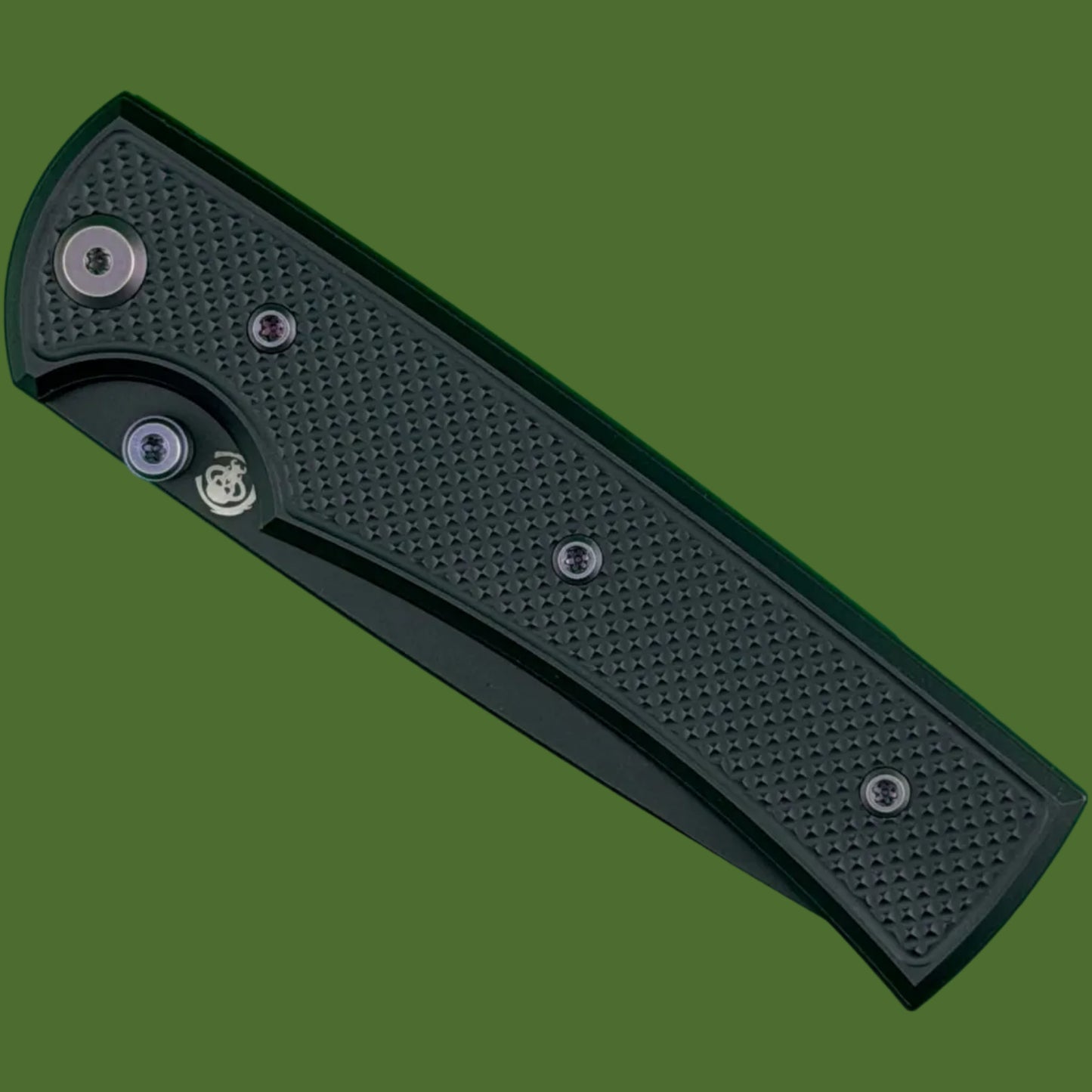 Chaves Blue Label Liberation 229 Liner Lock Black Knurled Aluminum Handles Purple Hardware (Black Drop Point)