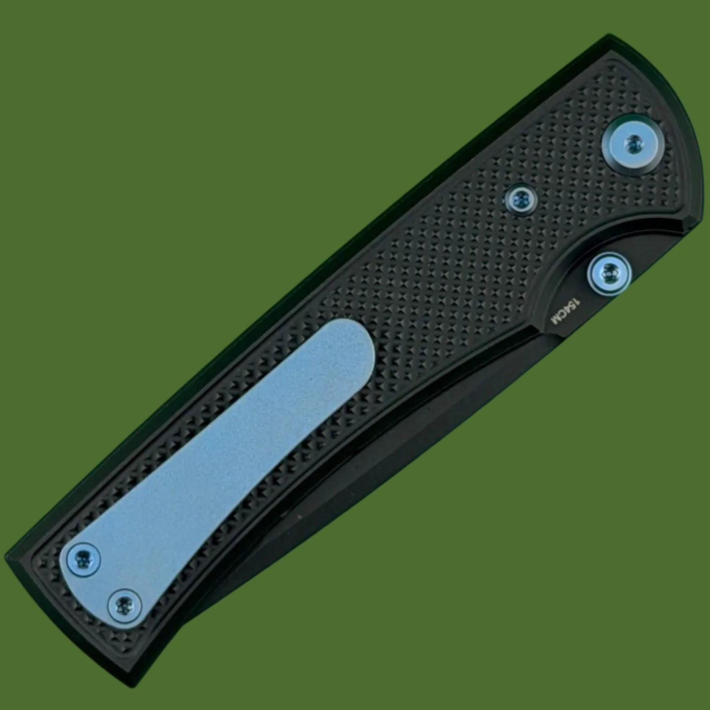 Chaves Blue Label Liberation 229 Liner Lock Black Knurled Aluminum Handles Blue Hardware (Black Tanto)