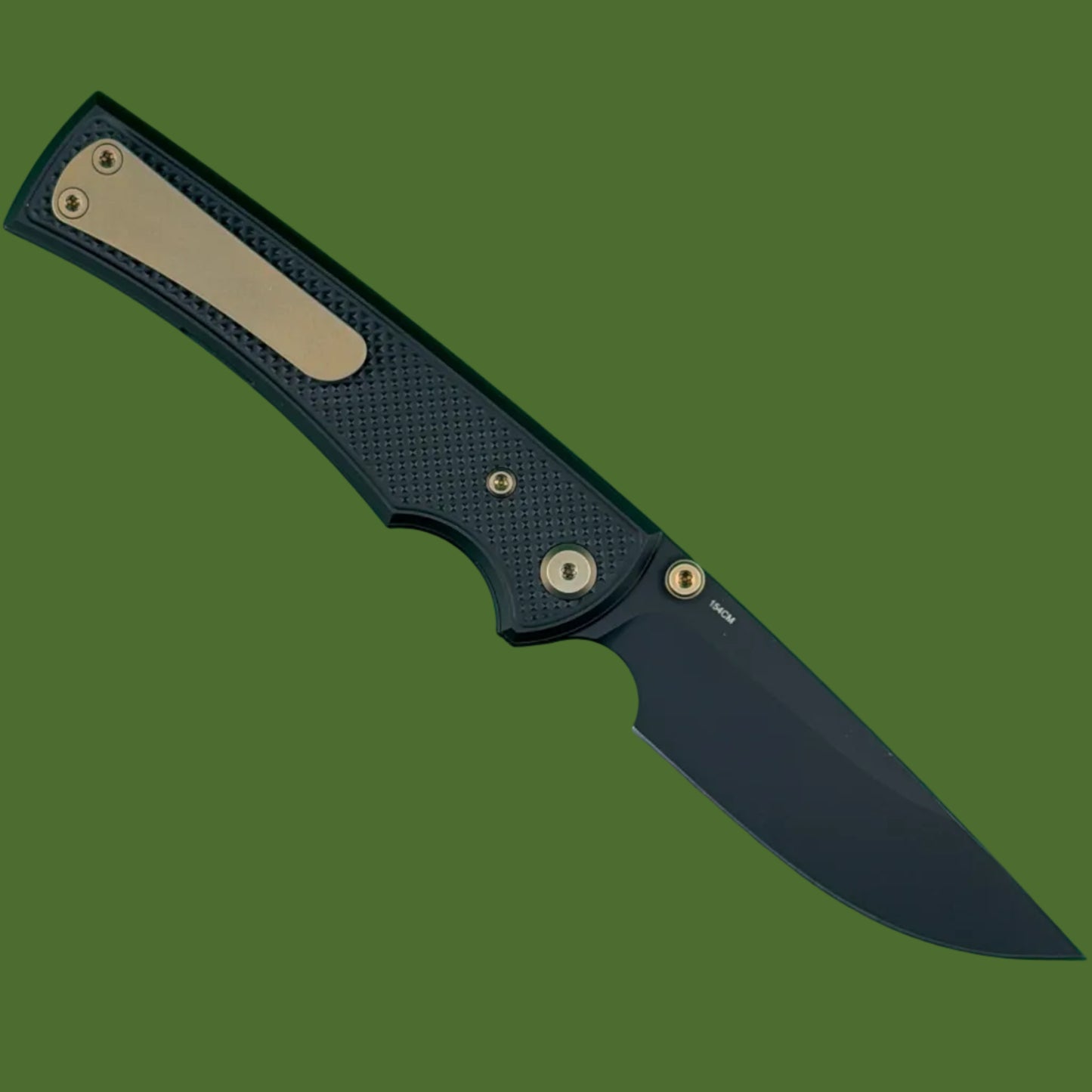 Chaves Blue Label Liberation 229 Liner Lock Black Knurled Aluminum Handles Bronze Hardware (Black Drop Point)