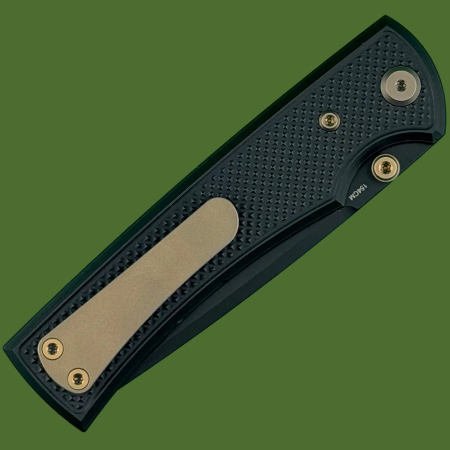 Chaves Blue Label Liberation 229 Liner Lock Black Knurled Aluminum Handles Bronze Hardware (Black Tanto)