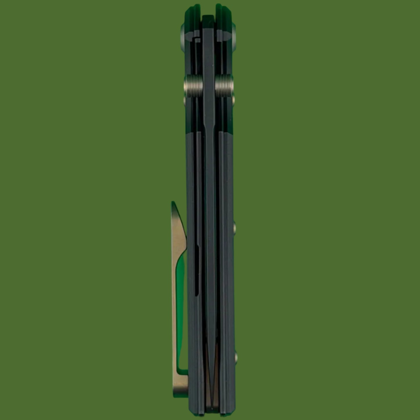 Chaves Blue Label Liberation 229 Liner Lock Black Knurled Aluminum Handles Bronze Hardware (Black Tanto)