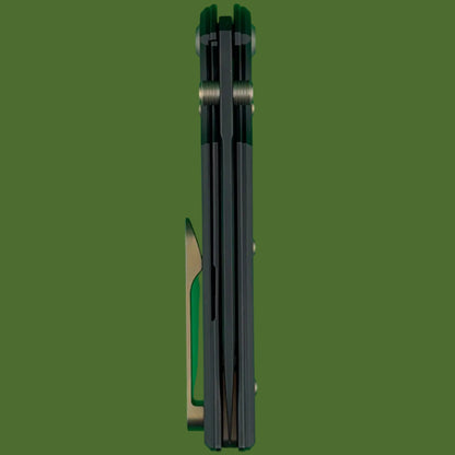 Chaves Blue Label Liberation 229 Liner Lock Black Knurled Aluminum Handles Bronze Hardware (Black Tanto)
