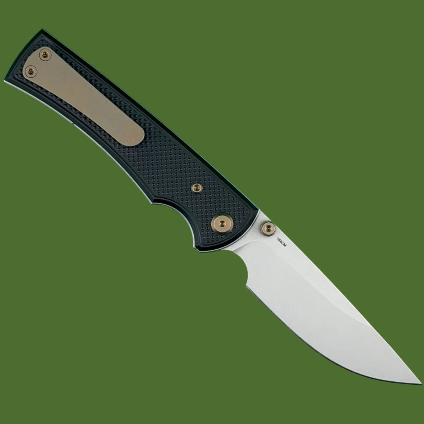 Chaves Blue Label Liberation 229 Liner Lock Black Knurled Aluminum Handles Bronze Hardware (Stonewash Drop Point)