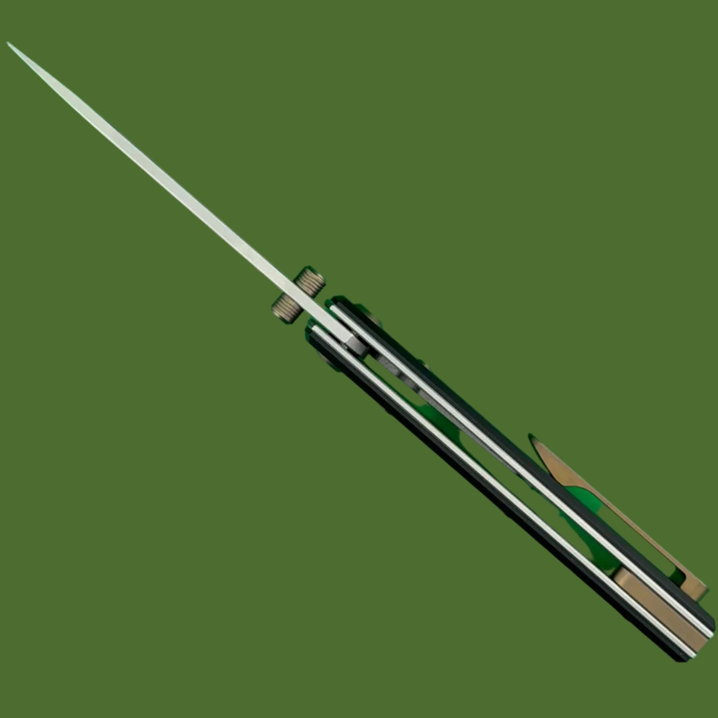 Chaves Blue Label Liberation 229 Liner Lock Black Knurled Aluminum Handles Bronze Hardware (Stonewash Drop Point)