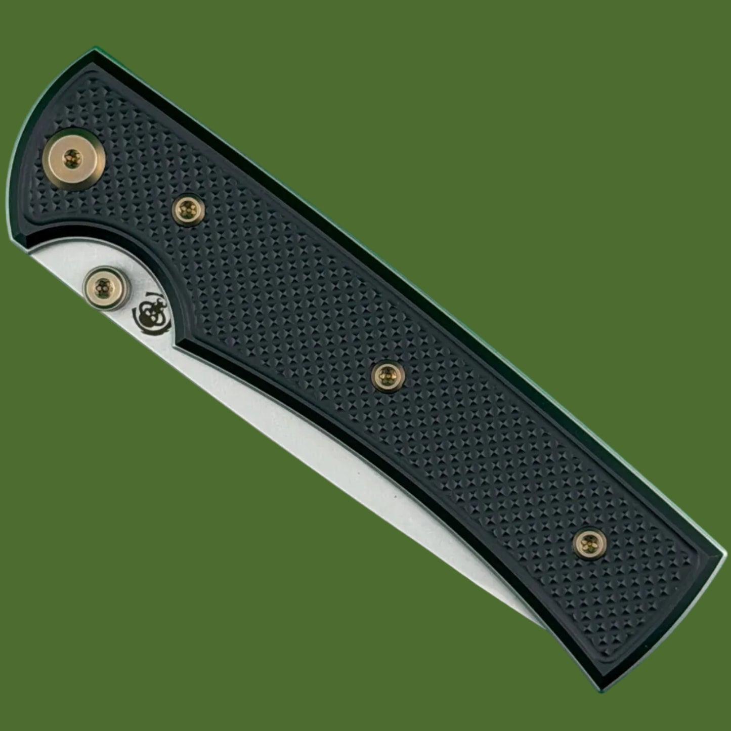 Chaves Blue Label Liberation 229 Liner Lock Black Knurled Aluminum Handles Bronze Hardware (Stonewash Drop Point)