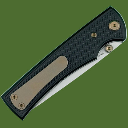 Chaves Blue Label Liberation 229 Liner Lock Black Knurled Aluminum Handles Bronze Hardware (Stonewash Drop Point)
