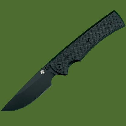 Chaves Blue Label Liberation 229 Liner Lock Black Knurled Aluminum Handles Black Hardware (Black Drop Point)