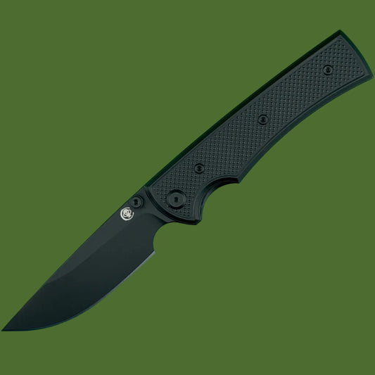 Chaves Blue Label Liberation 229 Liner Lock Black Knurled Aluminum Handles Black Hardware (Black Drop Point)
