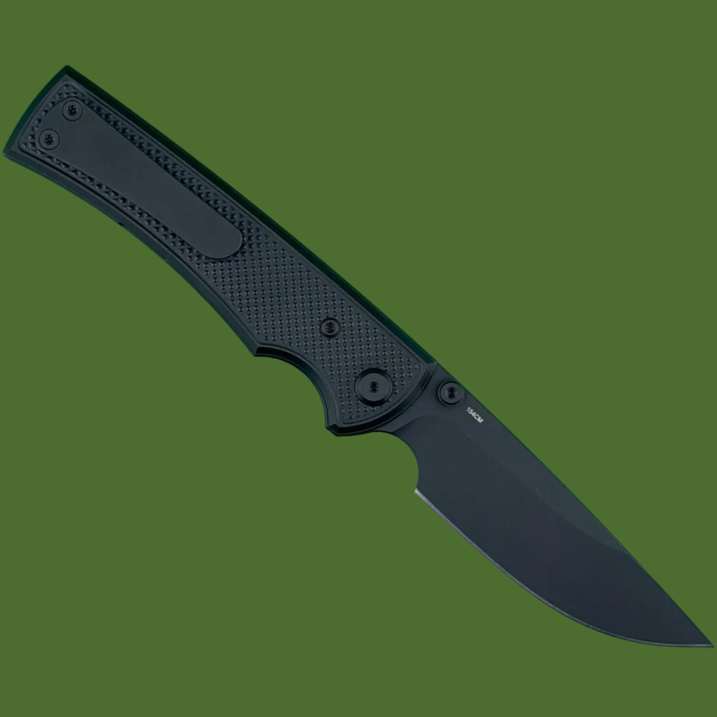 Chaves Blue Label Liberation 229 Liner Lock Black Knurled Aluminum Handles Black Hardware (Black Drop Point)