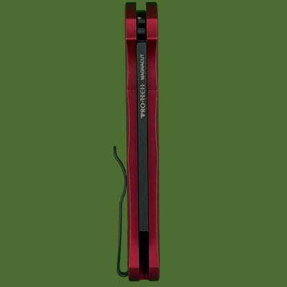 Protech Malibu Button Lock Flipper Red/Black Smooth Handle Reverse Tanto 5403-RED