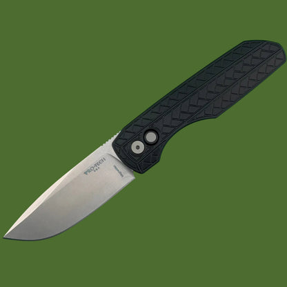 Protech Vero Synapse 2 Auto Black Herringbone Textured Aluminum Stonewash Blade VERO2105MM