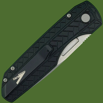Protech Vero Synapse 2 Auto Black Herringbone Textured Aluminum Stonewash Blade VERO2105MM