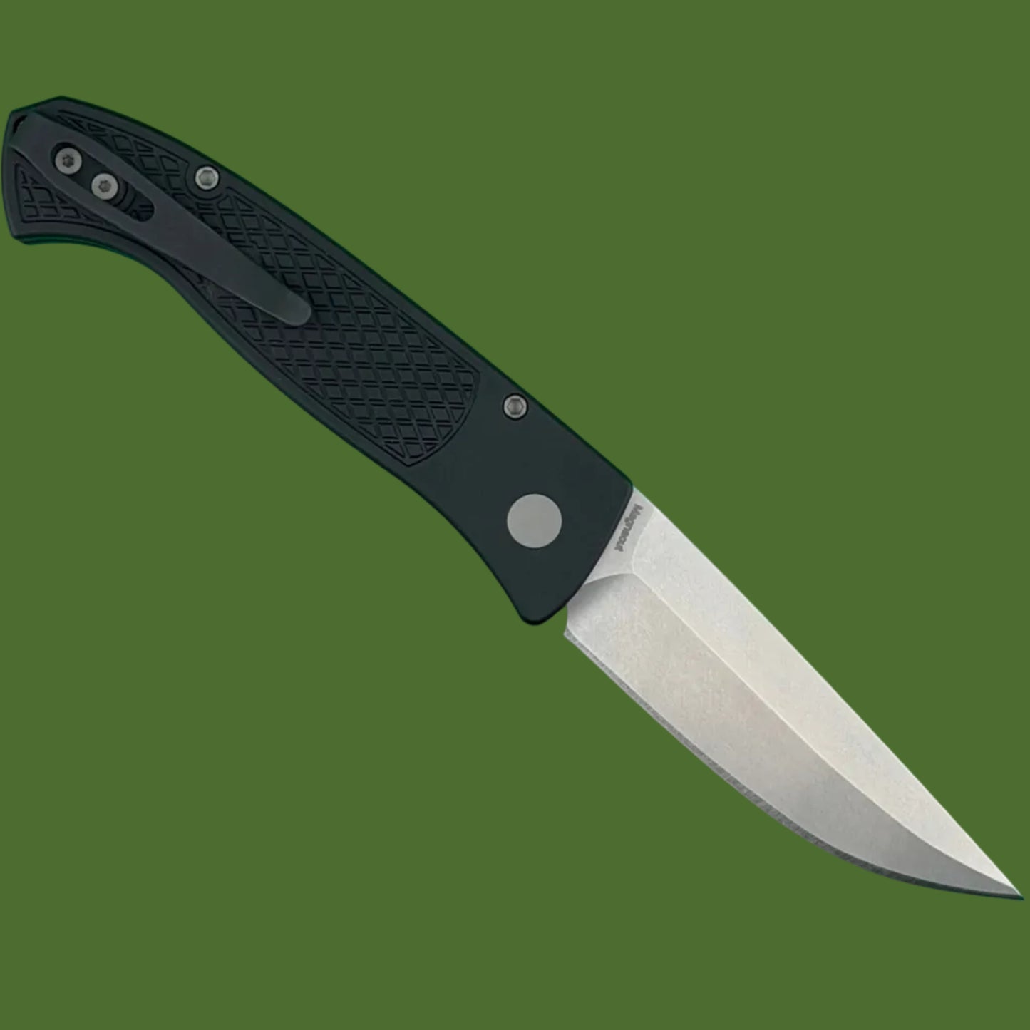 Protech Brend Classic Auto Black Diamond Textured Aluminum Stonewash Blade WB1105