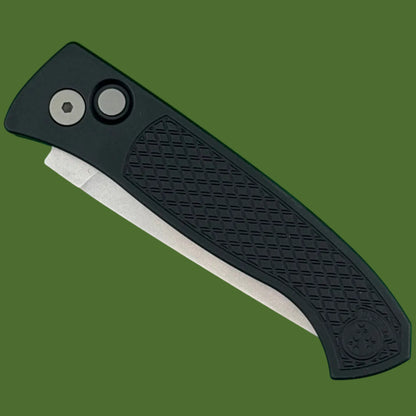 Protech Brend Classic Auto Black Diamond Textured Aluminum Stonewash Blade WB1105
