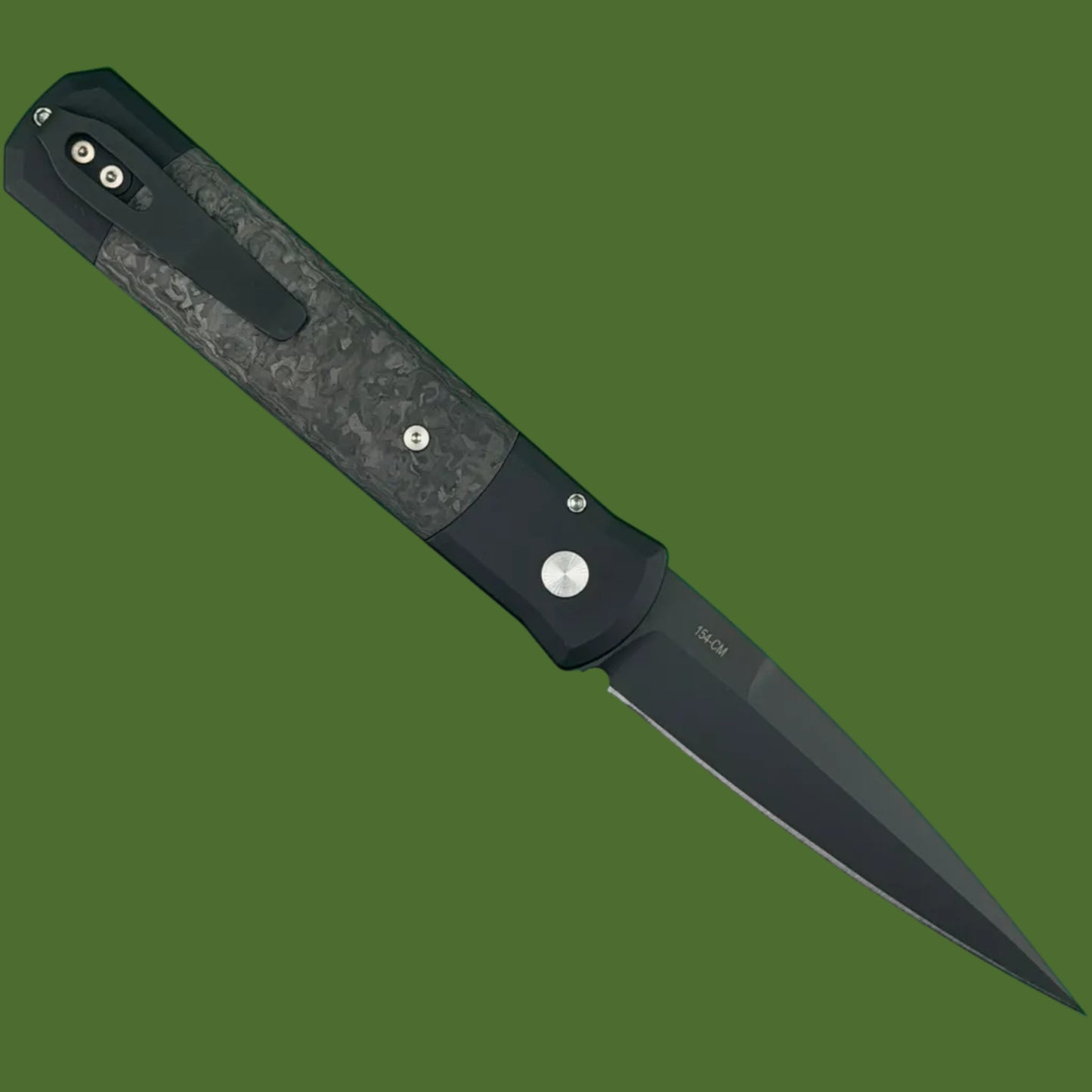 Protech Godfather Auto Black TechnoCarbo Inlays DLC Blade Black Lip Pearl Button 905-LTDTCBlack