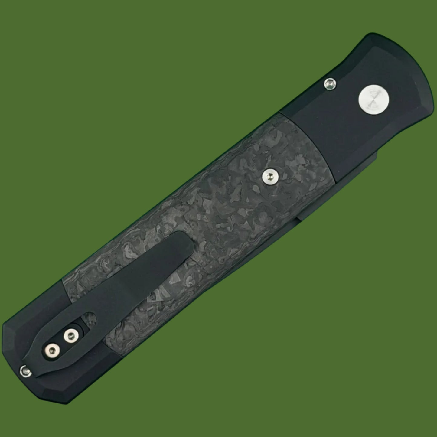 Protech Godfather Auto Black TechnoCarbo Inlays DLC Blade Black Lip Pearl Button 905-LTDTCBlack