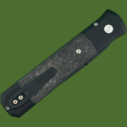 Protech Godfather Auto Black TechnoCarbo Inlays DLC Blade Black Lip Pearl Button 905-LTDTCBlack
