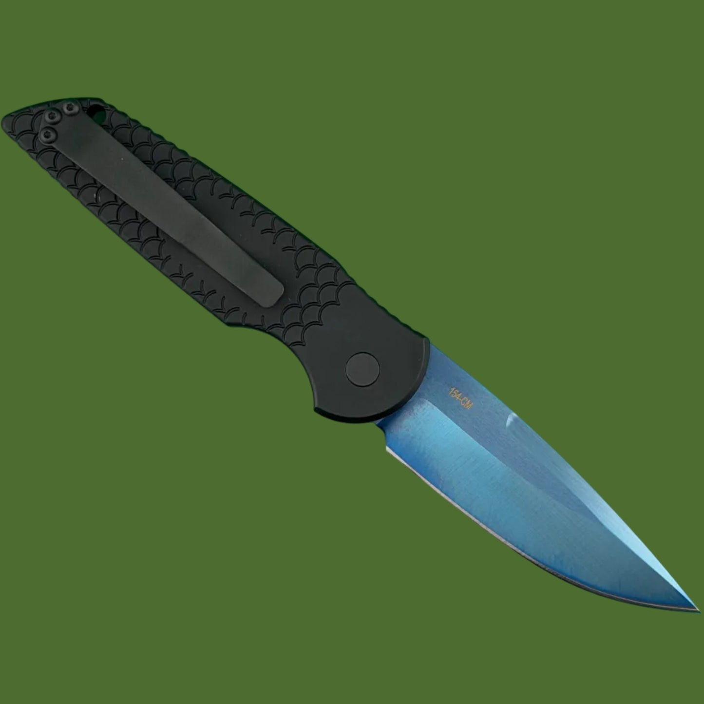 Protech TR-3 X1 Sapphire Blue Auto Black Fish Scale Aluminum